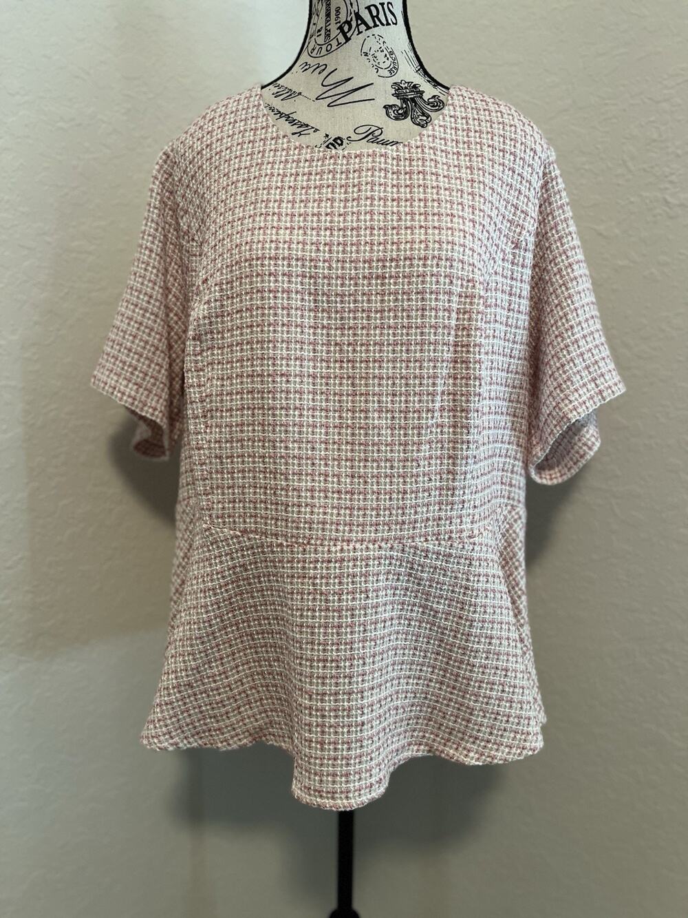 Andree By Unit Tweed Blouse Short Sleeve NWT Size 1X Career Office Wedding